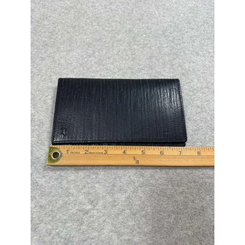 Will Leather Goods Men Blue Textured Leather Long Breast Pocket Bifold Wallet